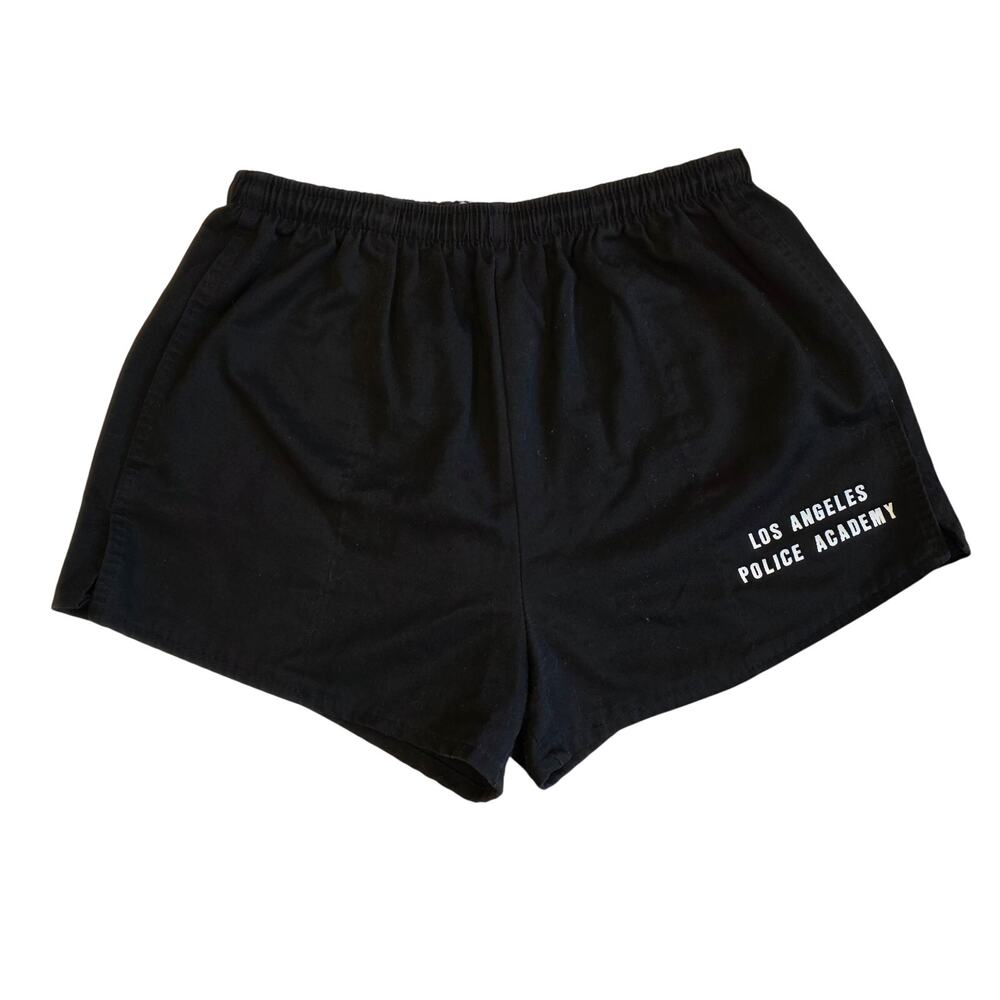 Vintage 80s Los Angeles Police Academy Shorts XL Black LAPD‎ Training Gym